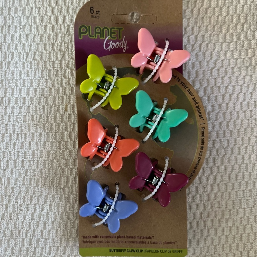 NWT Planet Goody Butterfly Mini Hair Claw Clips 6 ct